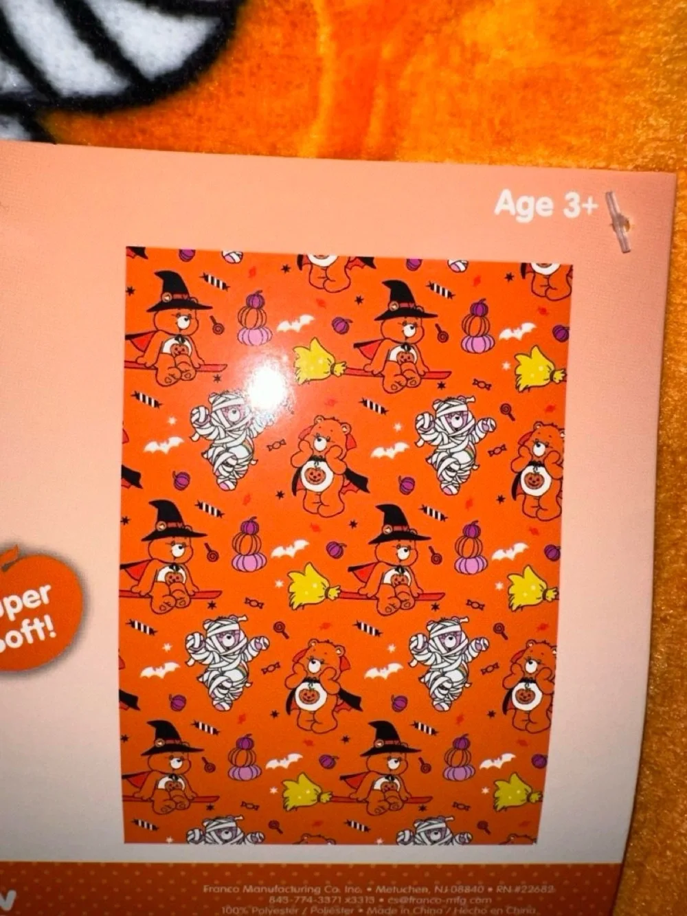 Care Bears Orange Plush Throw Blanket